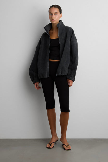 OVERSIZED FUNNEL NECK FLEECE JACKET