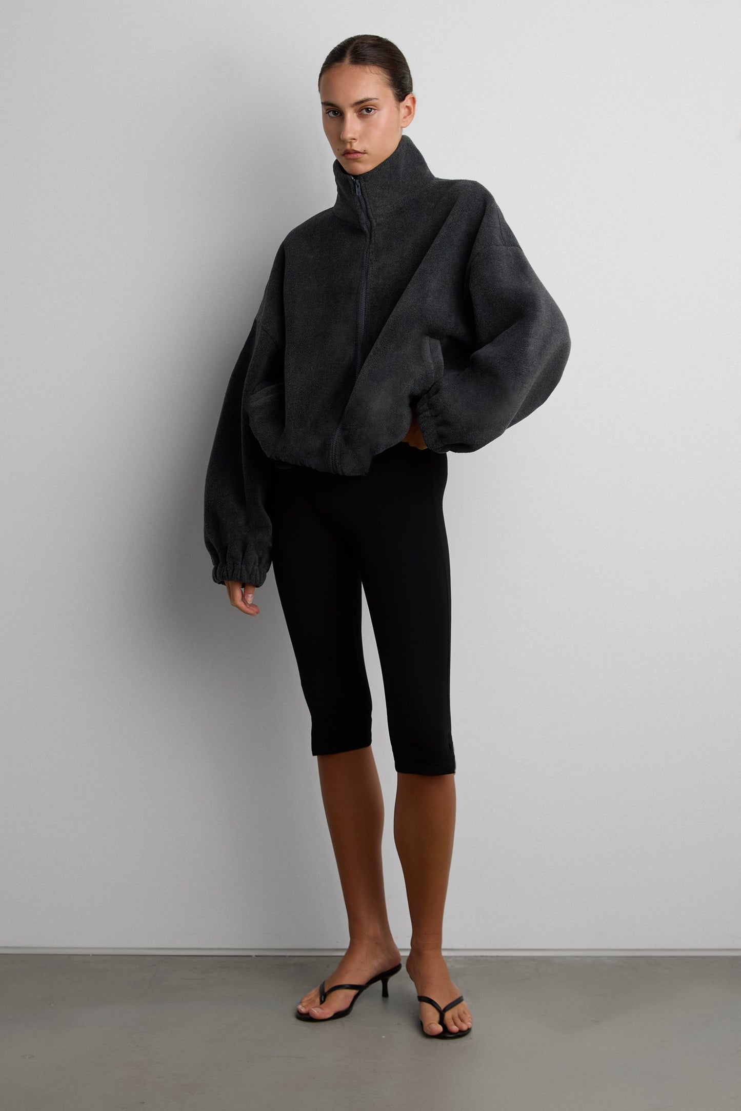 OVERSIZED FUNNEL NECK FLEECE JACKET