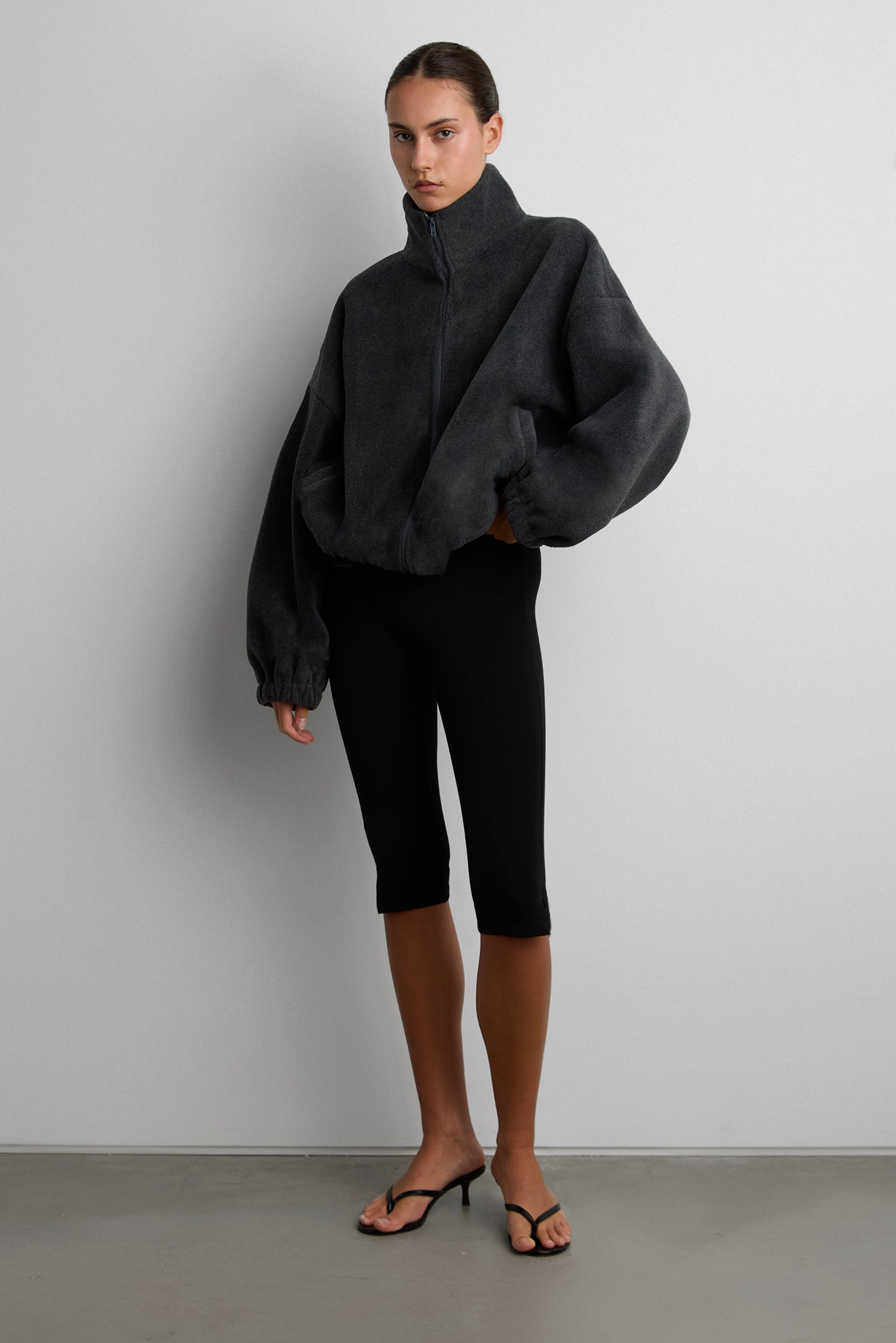 OVERSIZED FUNNEL NECK FLEECE JACKET