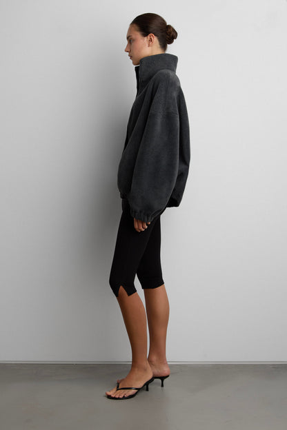 OVERSIZED FUNNEL NECK FLEECE JACKET