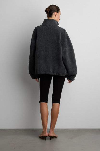 OVERSIZED FUNNEL NECK FLEECE JACKET
