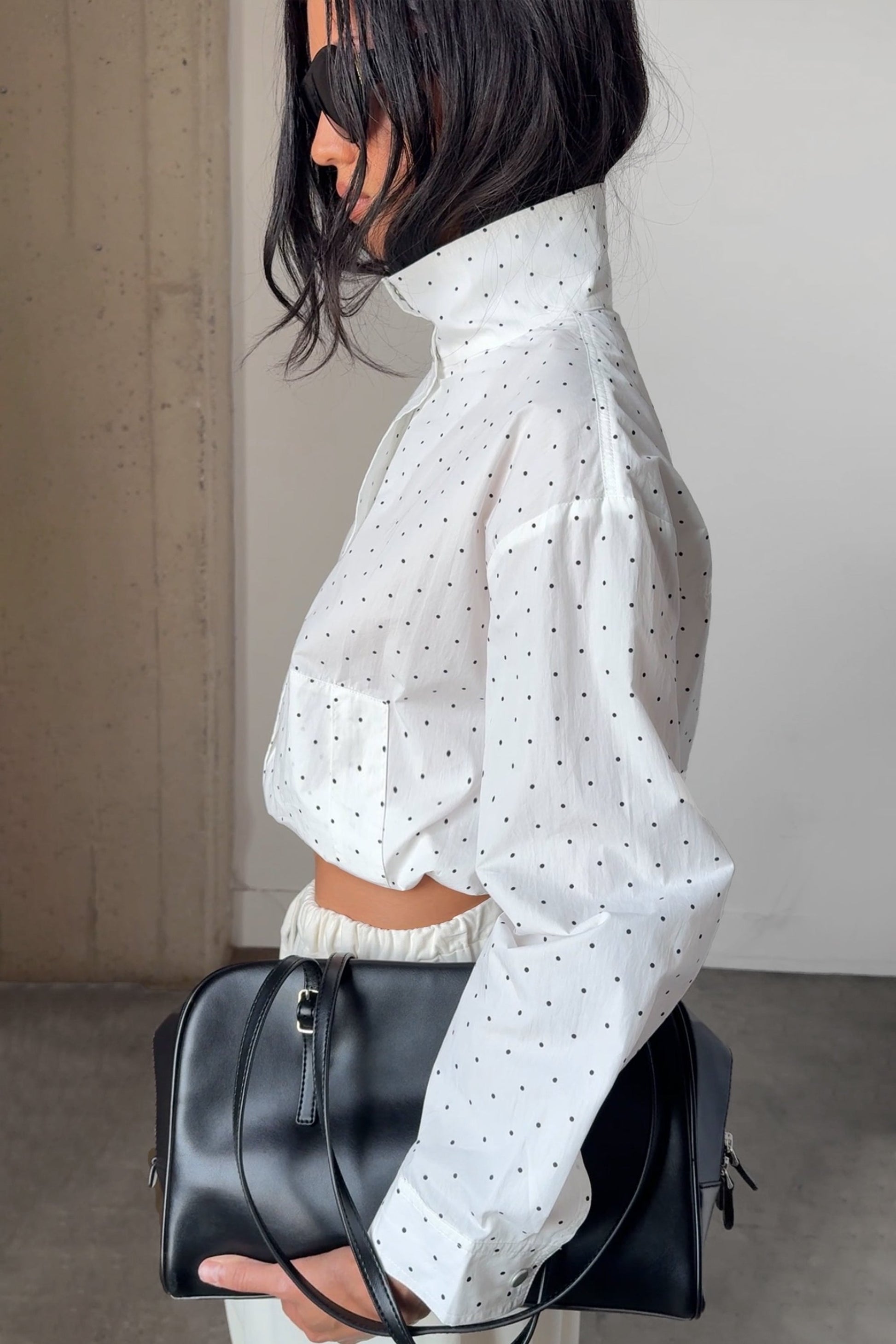 POLKA DOT FUNNEL NECK JACKET