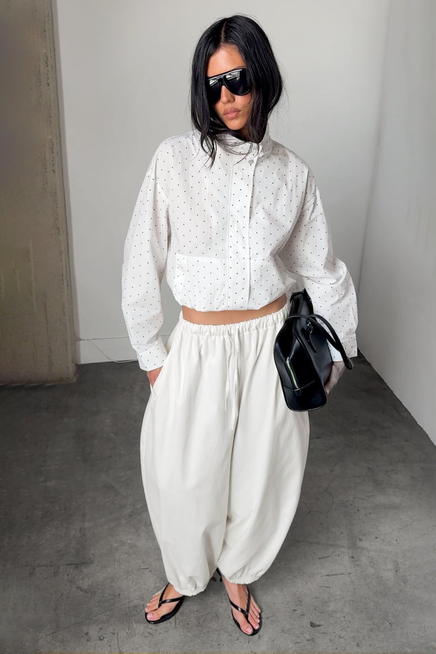 POLKA DOT FUNNEL NECK JACKET
