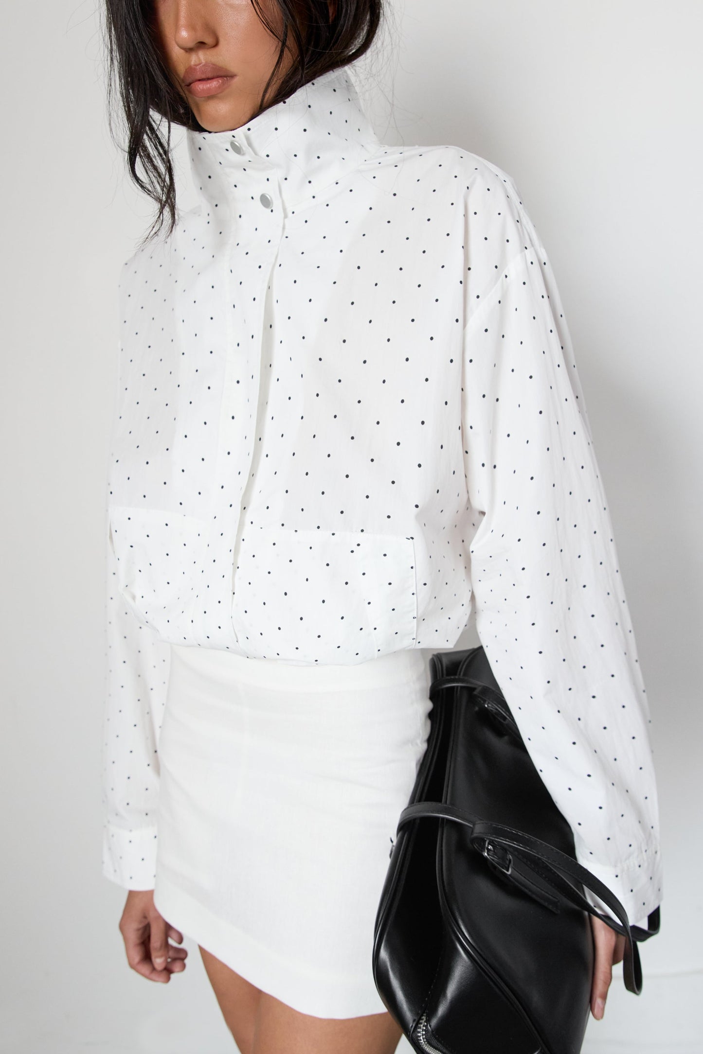 POLKA DOT FUNNEL NECK JACKET