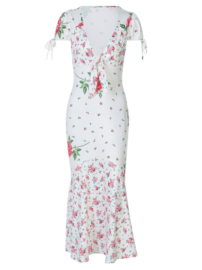 Plunge Floral Mermaid Dress