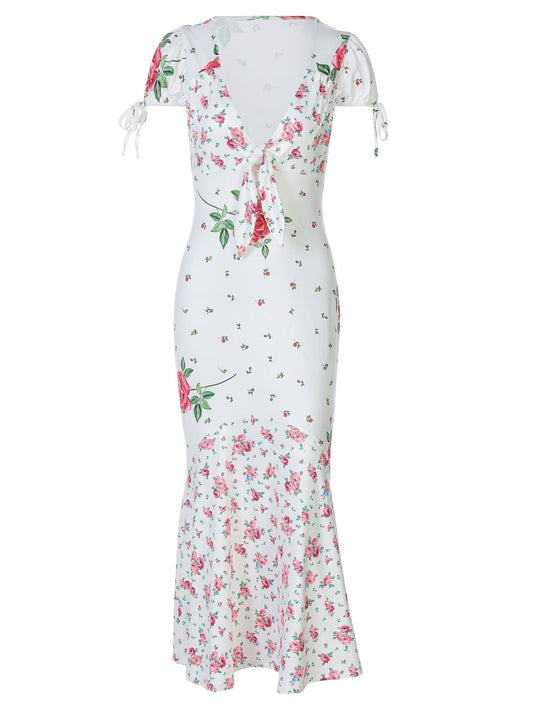 Plunge Floral Mermaid Dress
