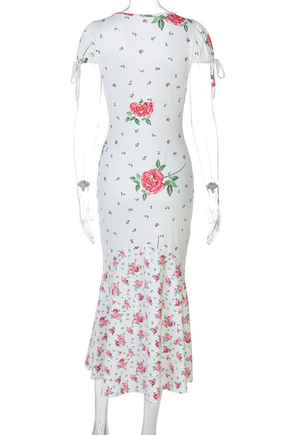 Plunge Floral Mermaid Dress