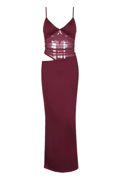 Pink Sheer Cutout Fitted Dress