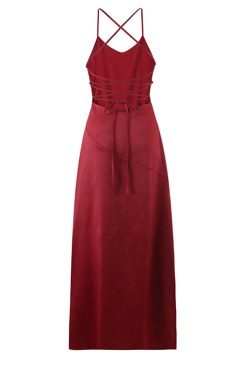 Pink Straps Frill Long Maxi Dress