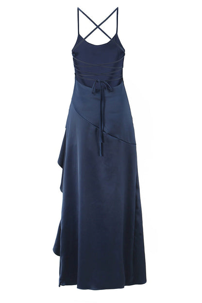 Pink Straps Frill Long Maxi Dress