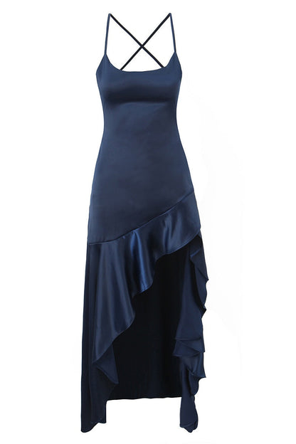 Pink Straps Frill Long Maxi Dress