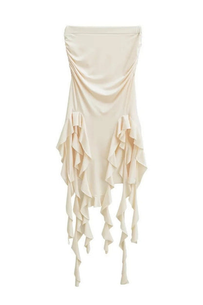 Pink Strapless Ruffle Summer Dress