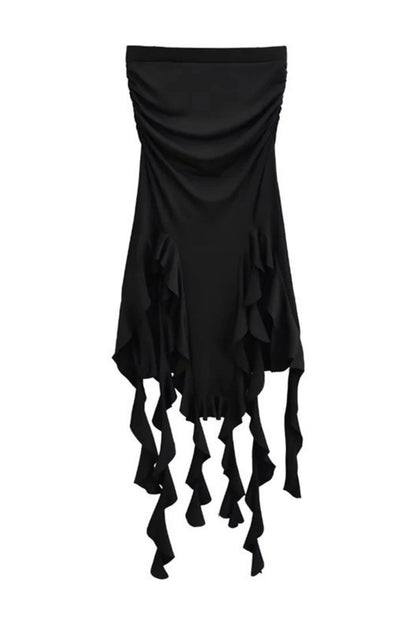 Pink Strapless Ruffle Summer Dress