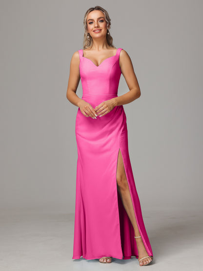 V Neck Sleeveless Chiffon Bridesmaid Dress With Slit
