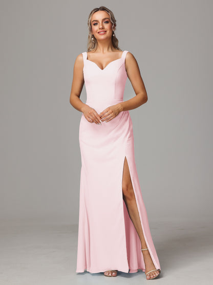 V Neck Sleeveless Chiffon Bridesmaid Dress With Slit