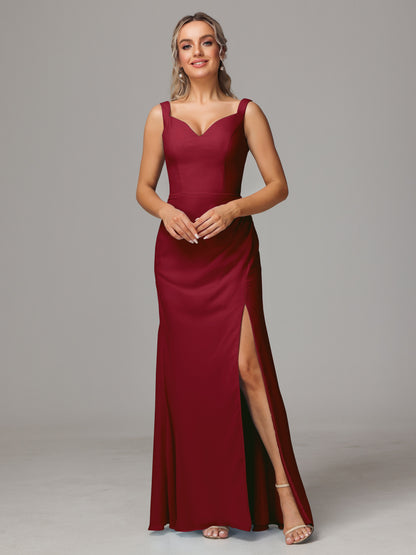 V Neck Sleeveless Chiffon Bridesmaid Dress With Slit
