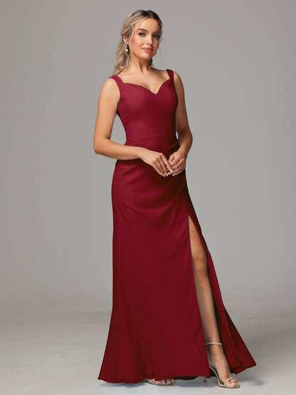 V Neck Sleeveless Chiffon Bridesmaid Dress With Slit