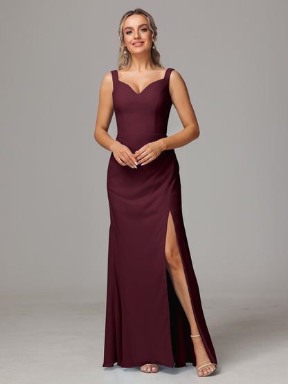 V Neck Sleeveless Chiffon Bridesmaid Dress With Slit