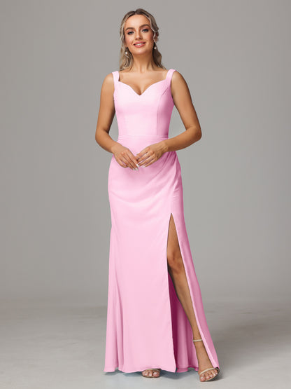 V Neck Sleeveless Chiffon Bridesmaid Dress With Slit