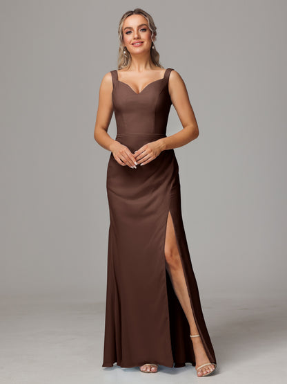 V Neck Sleeveless Chiffon Bridesmaid Dress With Slit