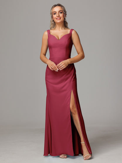 V Neck Sleeveless Chiffon Bridesmaid Dress With Slit