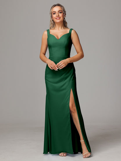V Neck Sleeveless Chiffon Bridesmaid Dress With Slit
