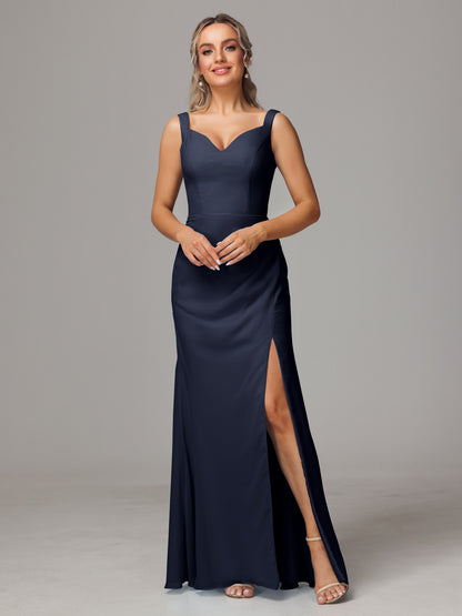 V Neck Sleeveless Chiffon Bridesmaid Dress With Slit