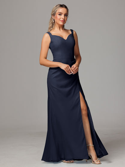 V Neck Sleeveless Chiffon Bridesmaid Dress With Slit
