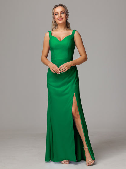 V Neck Sleeveless Chiffon Bridesmaid Dress With Slit