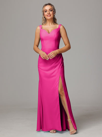 V Neck Sleeveless Chiffon Bridesmaid Dress With Slit