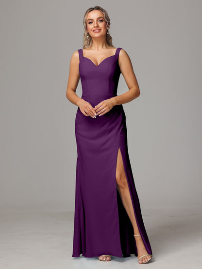 V Neck Sleeveless Chiffon Bridesmaid Dress With Slit