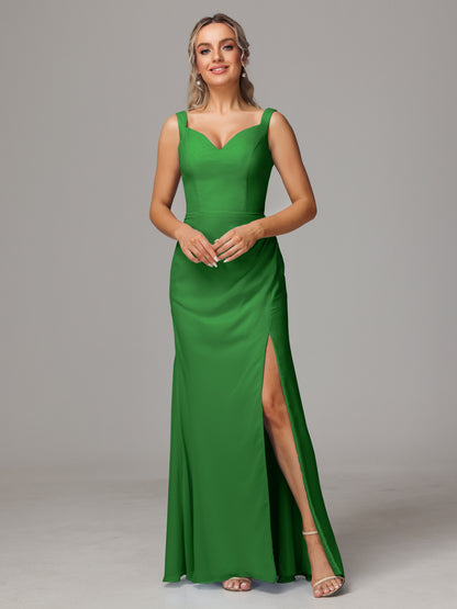 V Neck Sleeveless Chiffon Bridesmaid Dress With Slit