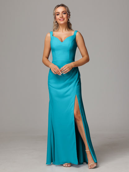 V Neck Sleeveless Chiffon Bridesmaid Dress With Slit