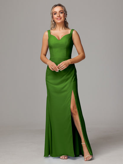 V Neck Sleeveless Chiffon Bridesmaid Dress With Slit