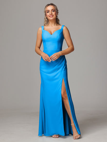 V Neck Sleeveless Chiffon Bridesmaid Dress With Slit