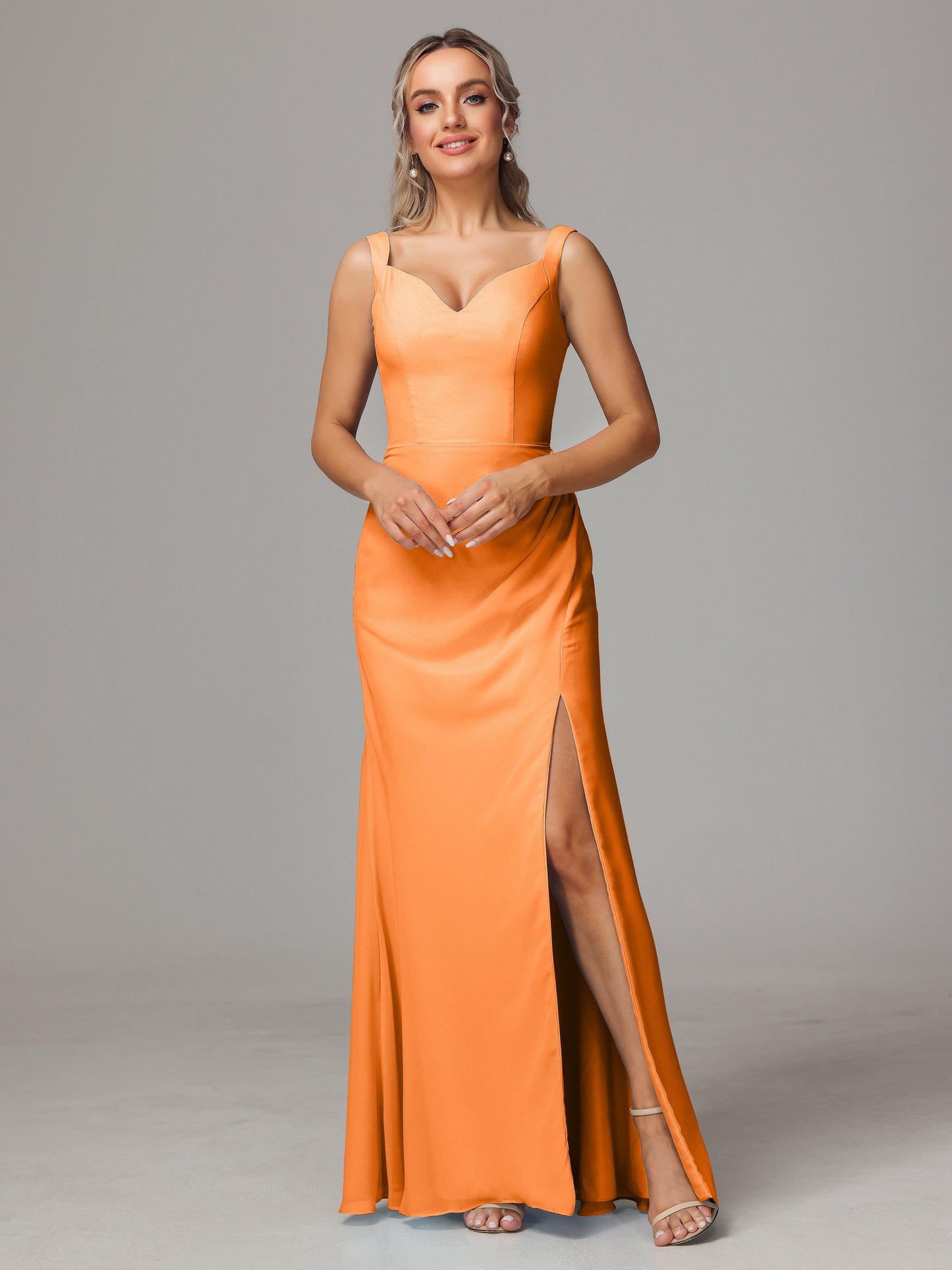 V Neck Sleeveless Chiffon Bridesmaid Dress With Slit