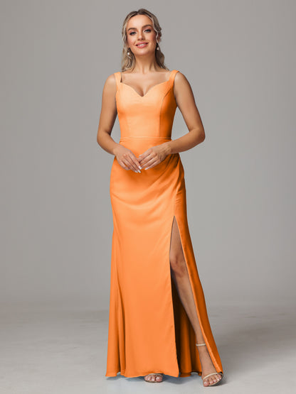 V Neck Sleeveless Chiffon Bridesmaid Dress With Slit