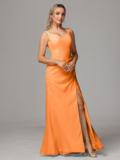 V Neck Sleeveless Chiffon Bridesmaid Dress With Slit