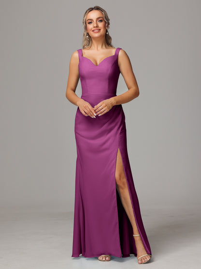 V Neck Sleeveless Chiffon Bridesmaid Dress With Slit