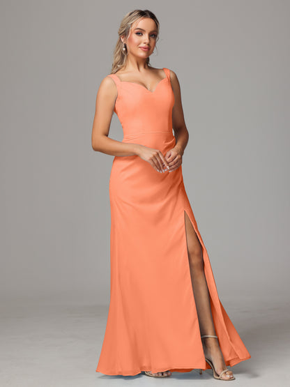 V Neck Sleeveless Chiffon Bridesmaid Dress With Slit