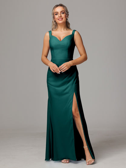 V Neck Sleeveless Chiffon Bridesmaid Dress With Slit