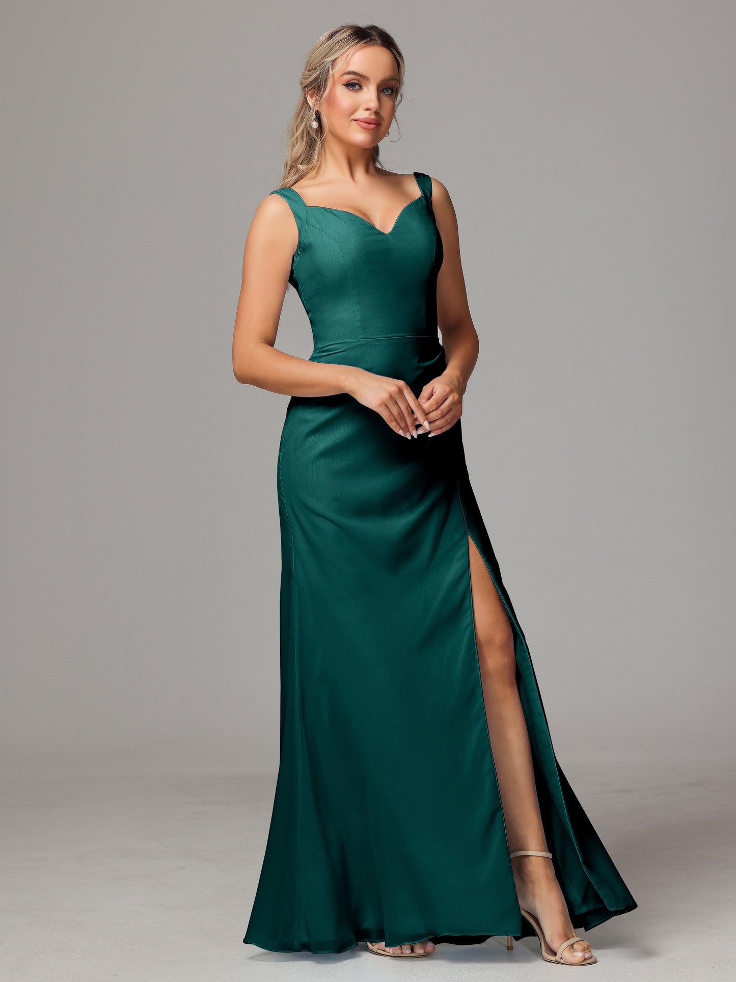 V Neck Sleeveless Chiffon Bridesmaid Dress With Slit