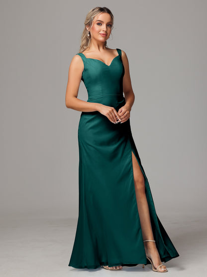 V Neck Sleeveless Chiffon Bridesmaid Dress With Slit