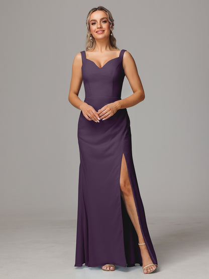 V Neck Sleeveless Chiffon Bridesmaid Dress With Slit