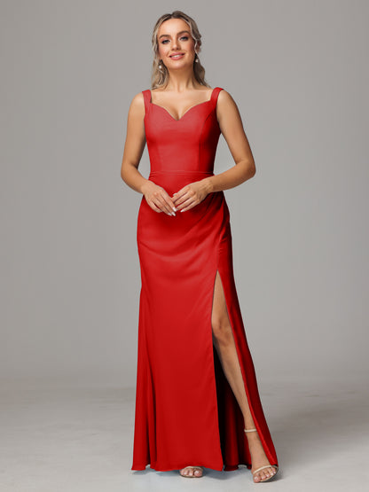 V Neck Sleeveless Chiffon Bridesmaid Dress With Slit