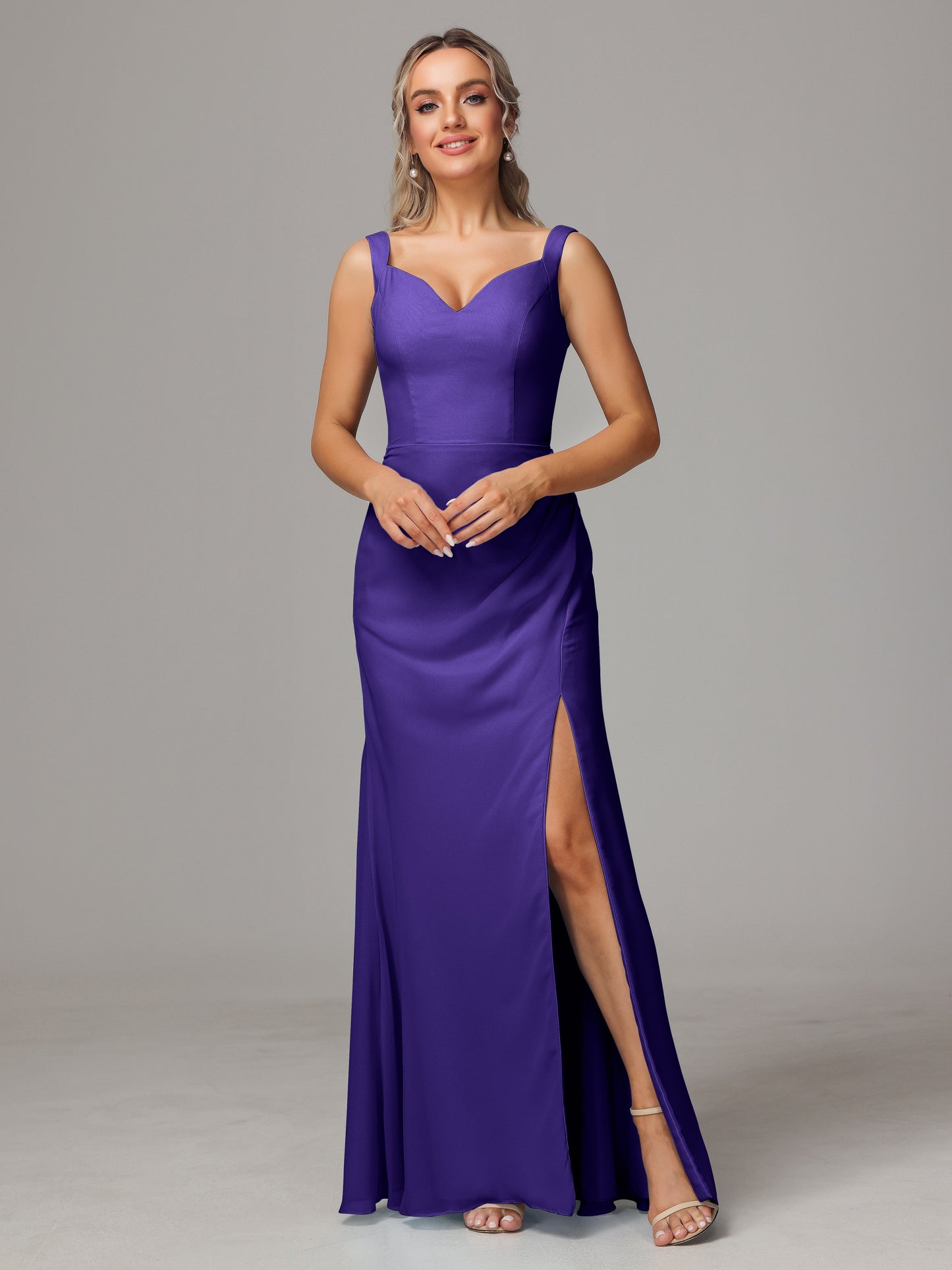 V Neck Sleeveless Chiffon Bridesmaid Dress With Slit