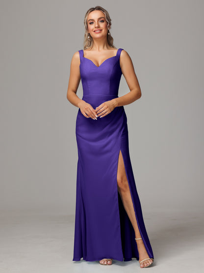 V Neck Sleeveless Chiffon Bridesmaid Dress With Slit