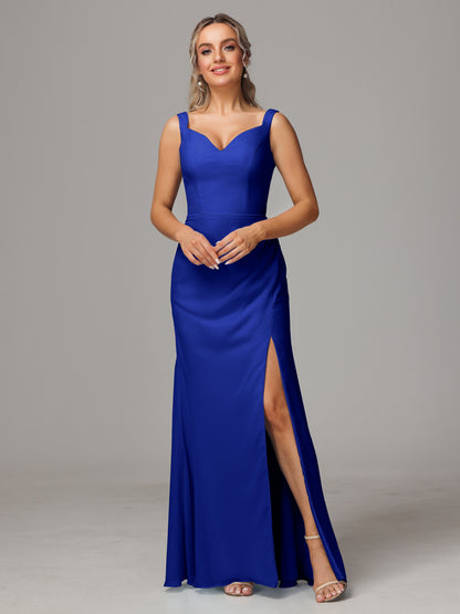 V Neck Sleeveless Chiffon Bridesmaid Dress With Slit