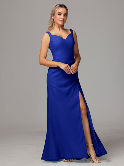 V Neck Sleeveless Chiffon Bridesmaid Dress With Slit