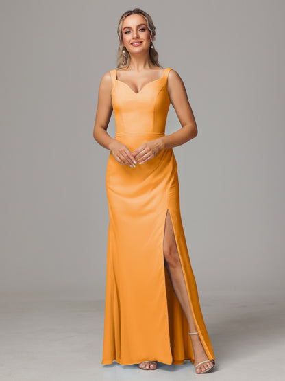 V Neck Sleeveless Chiffon Bridesmaid Dress With Slit